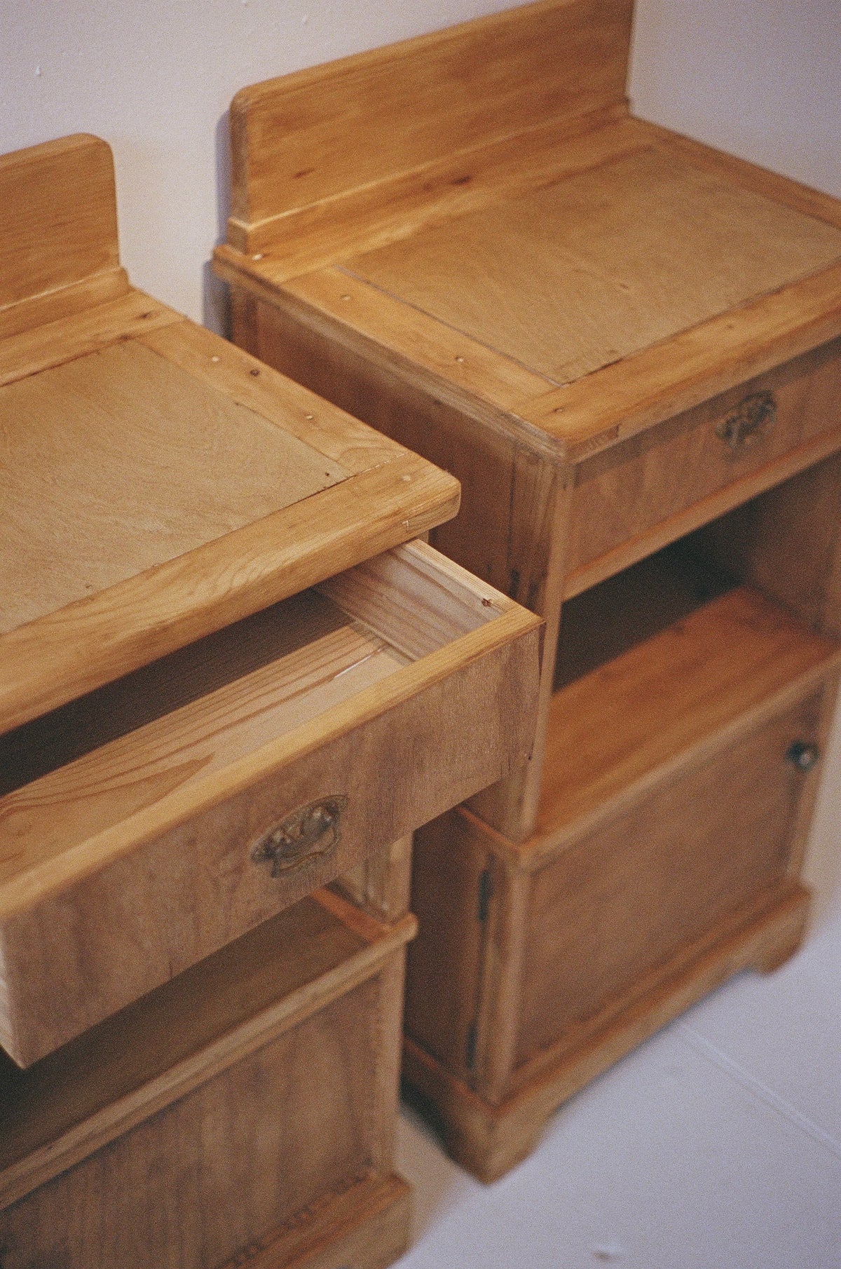Pair of Antique European Pine Bedside Tables