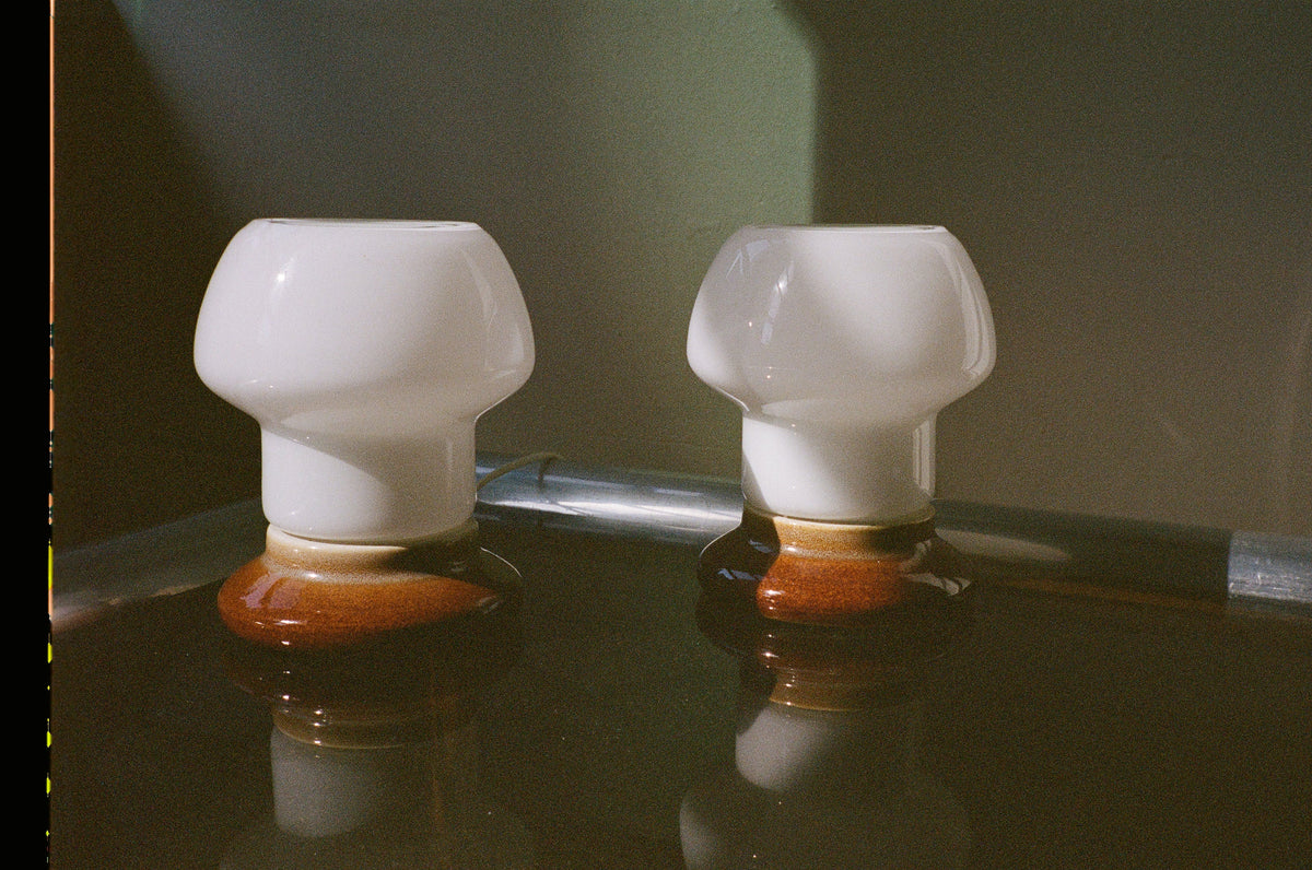 1960s Ivan Jakes Glass & Ceramic Table Lamps - a Pair
