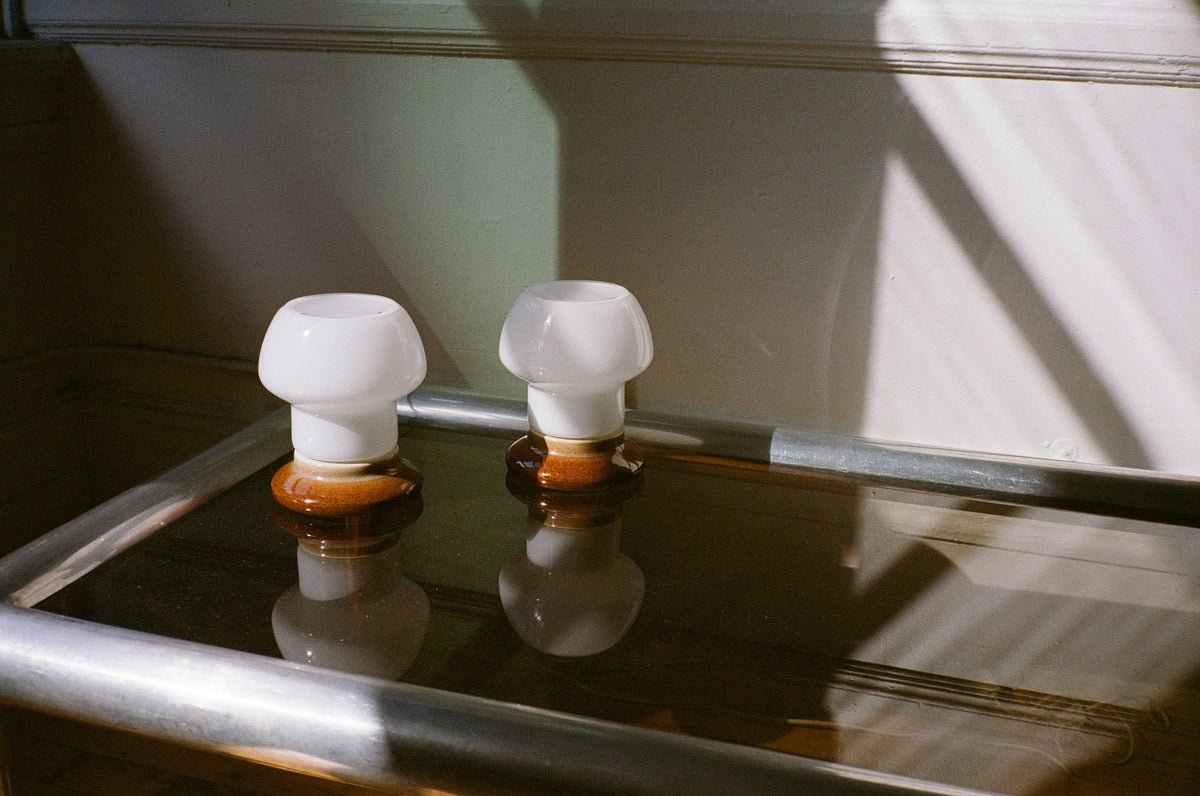 1960s Ivan Jakes Glass & Ceramic Table Lamps - a Pair