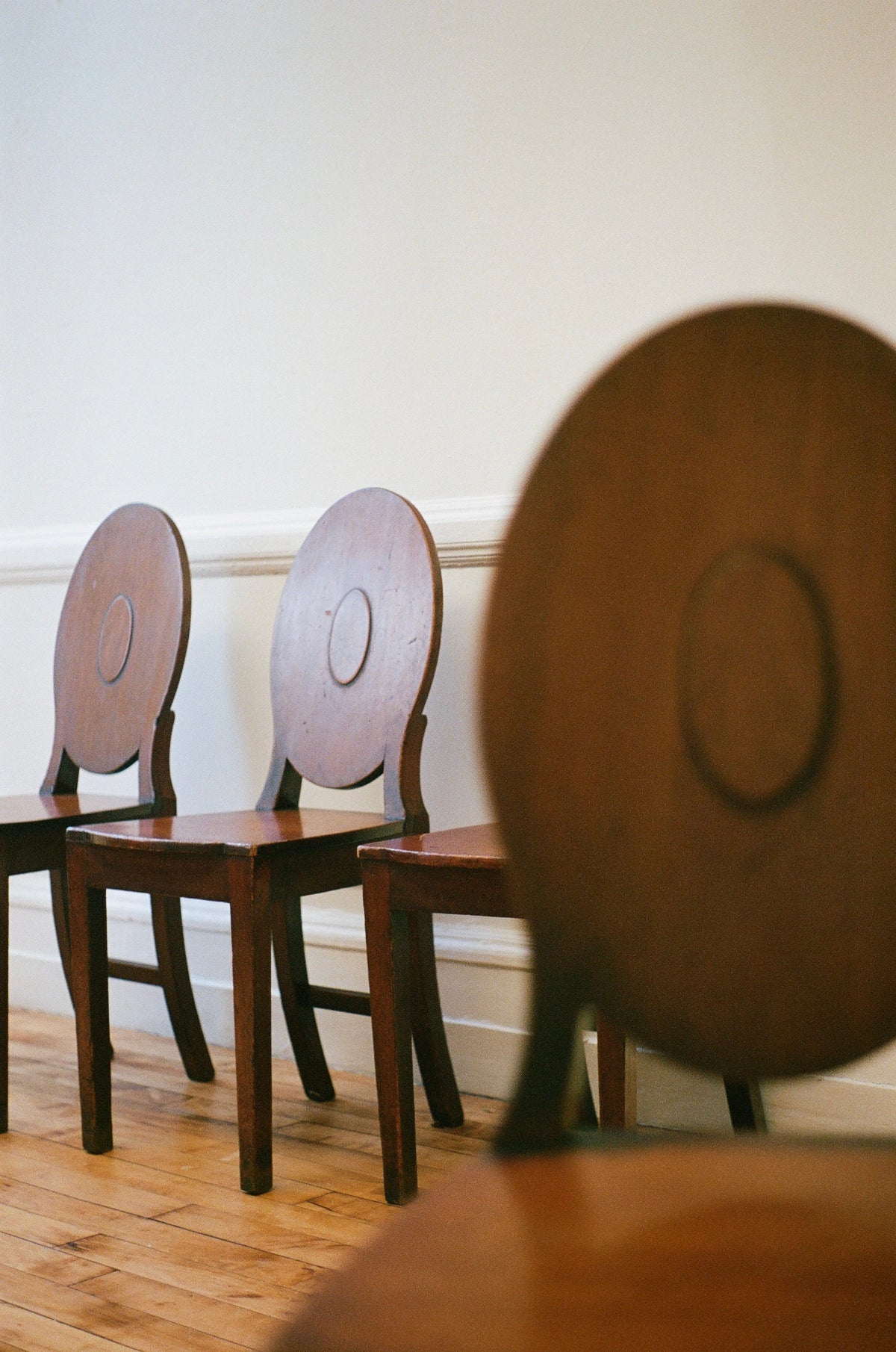 Set of Four George III Mahogany Hall Chairs, Circa 1780