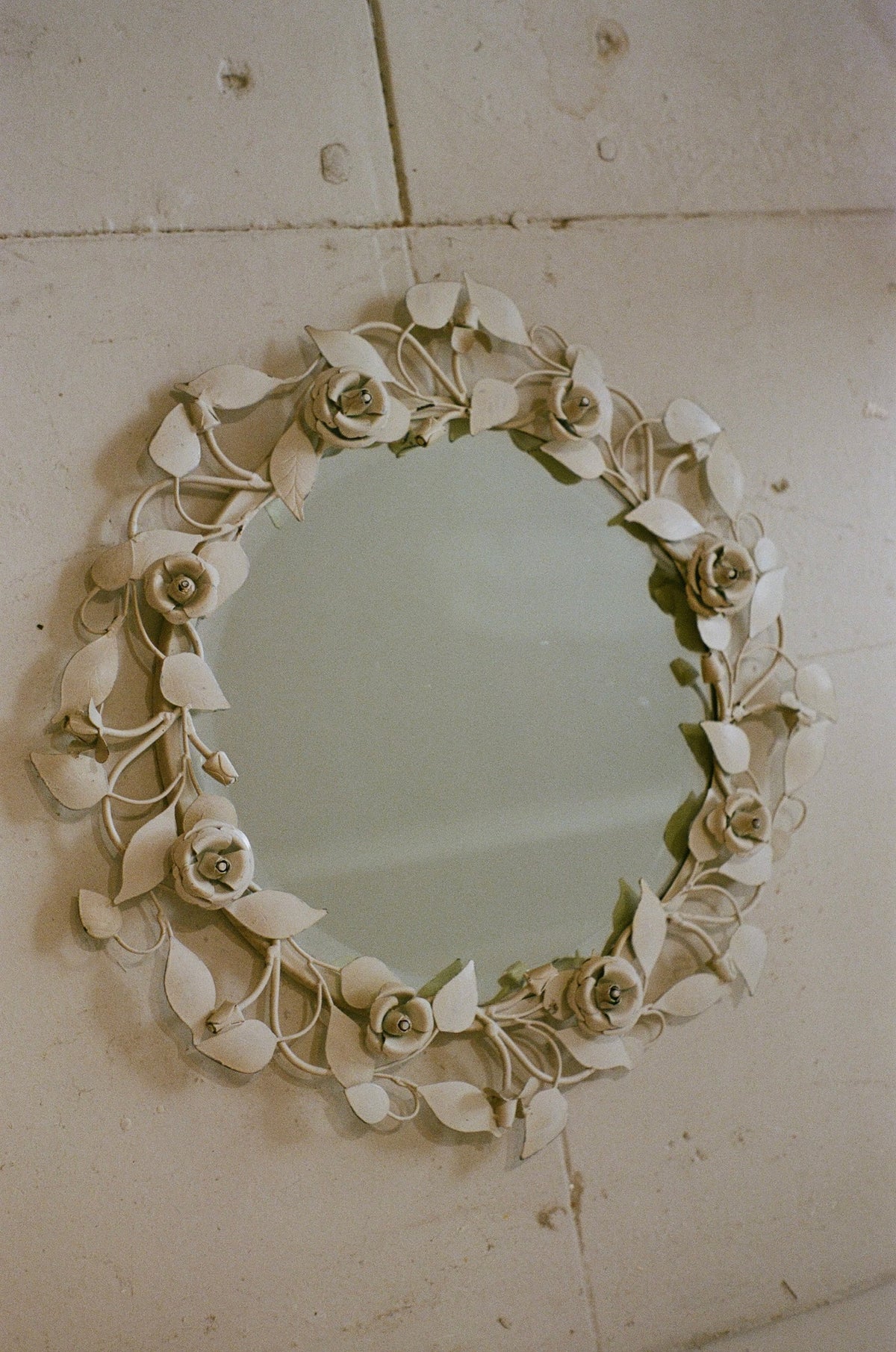 Vintage Tole Rosebud Mirror