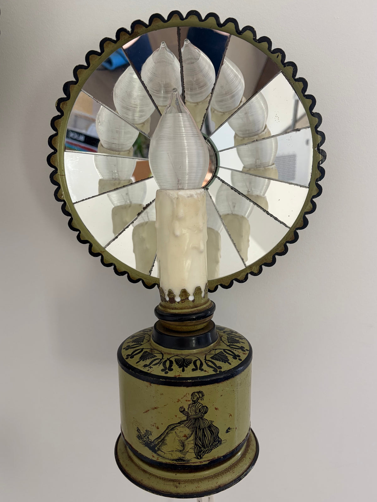 Pair of Vintage Mirrored Tole Sconces