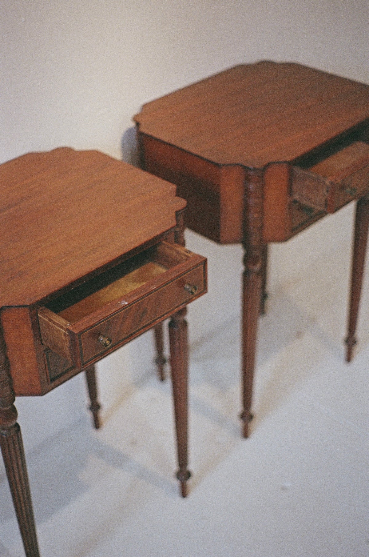 Pair of Antique Mahogany Two-Drawer Side Tables