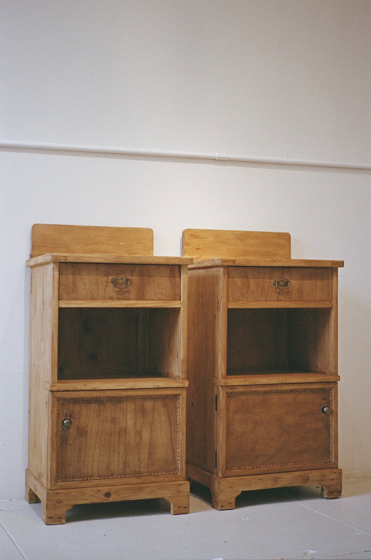 Pair of Antique European Pine Bedside Tables