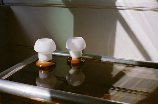 1960s Ivan Jakes Glass & Ceramic Table Lamps - a Pair