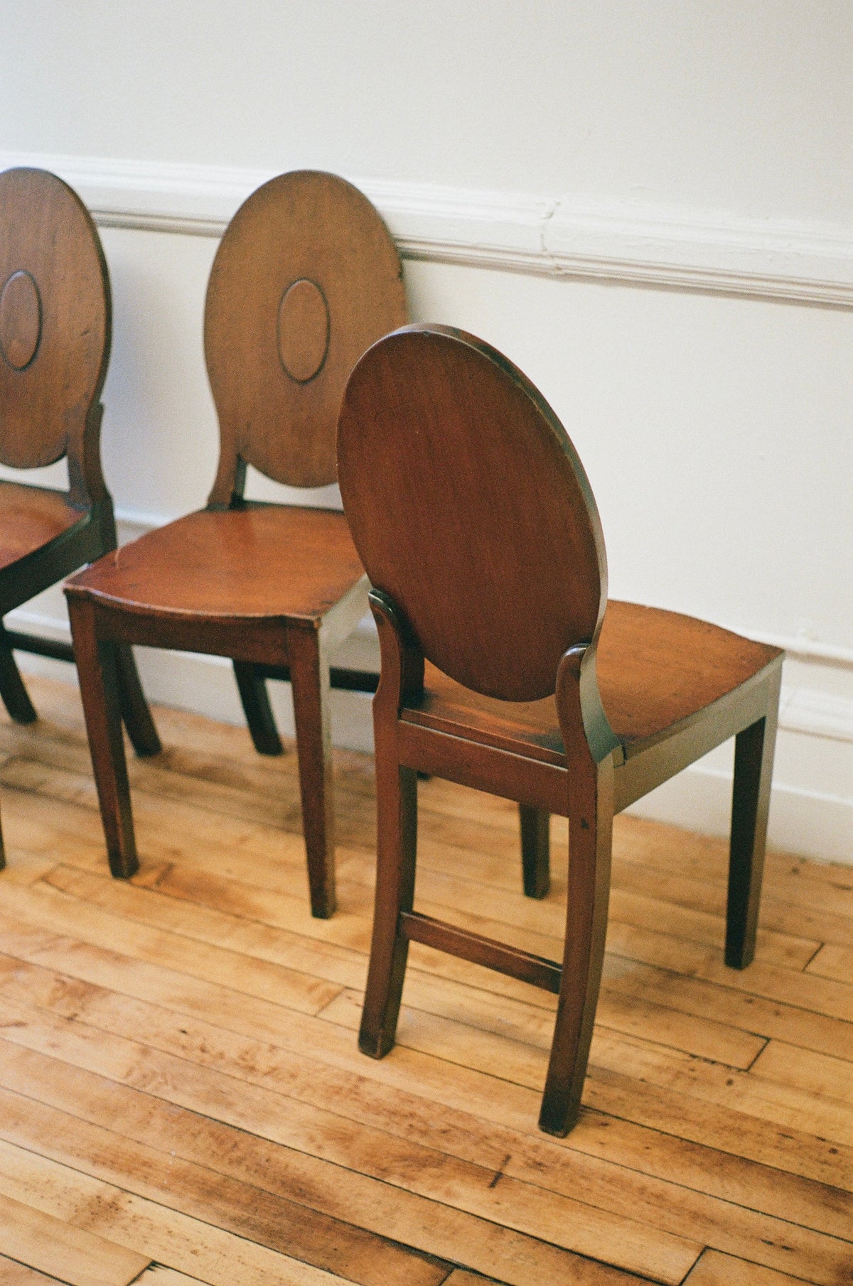 Set of Four George III Mahogany Hall Chairs, Circa 1780
