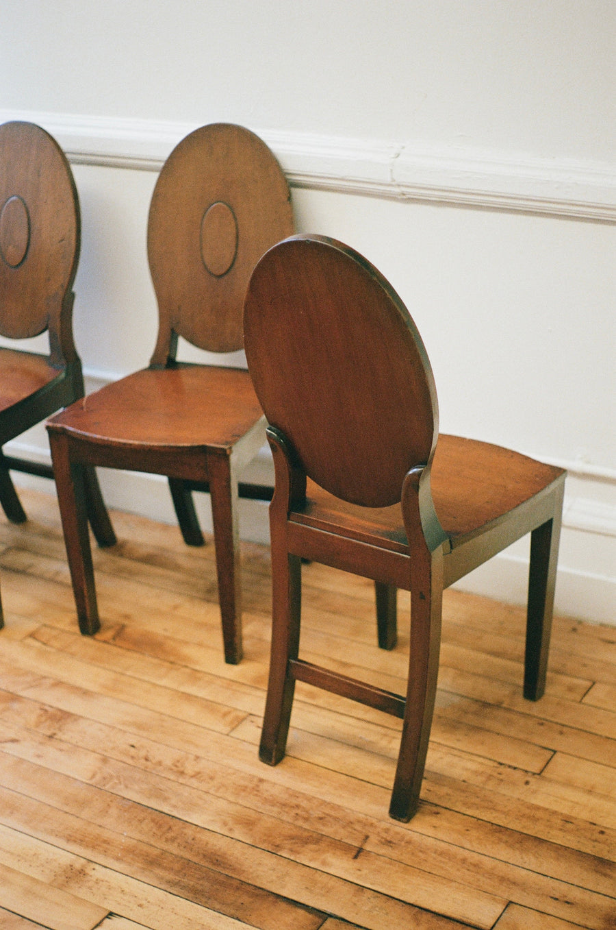 Set of Four George III Mahogany Hall Chairs, Circa 1780